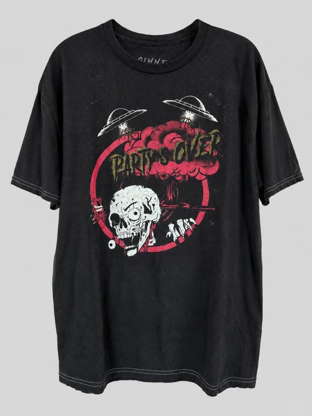Gimmie Danger INC Party’s Over Graphic T-Shirt Black UFO Skull Tee
